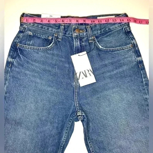 Zara Womens Straight Cropped Mid Waist Jeans Size 6 - Picture 4 of 10
